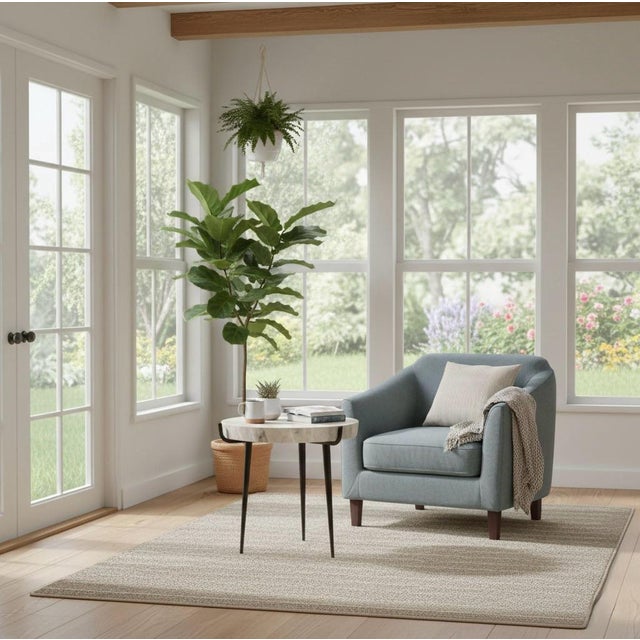 Contemporary Round White Marble Side Table With Slim Black Tapered Legs For Sale In West Palm - Image 6 of 7