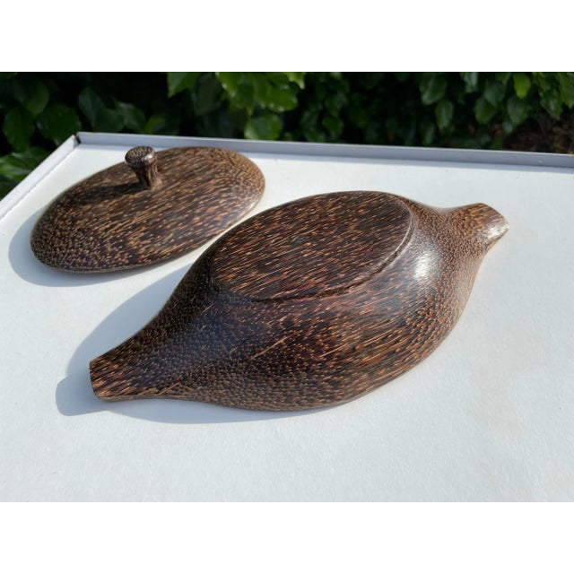 20th Century Brown Palmwood Decorative Vide Poche For Sale - Image 7 of 8