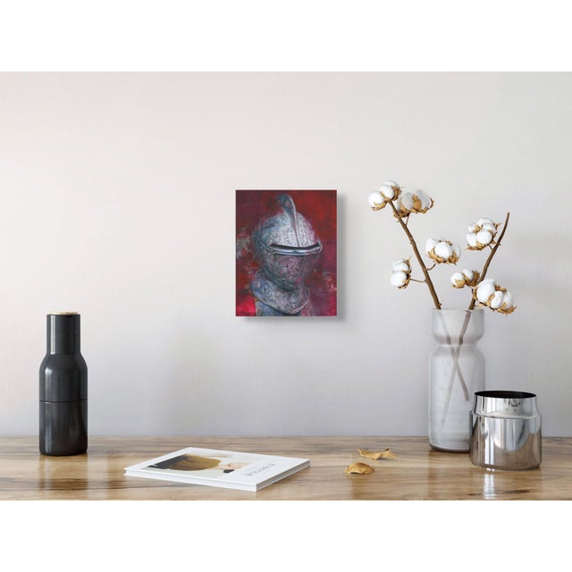 Early 21st Century Ceremonial by Elena Burykina | Oil on Panel Portrait of an ornate knight's helmet For Sale - Image 5 of 5