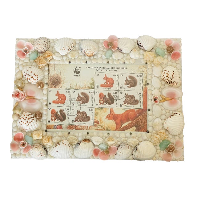Sea Shell Encrusted Photo Frame With Postage For Sale