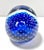 A striking vintage art glass paperweight with a saturated cobalt blue interior surrounded by evenly spaced controlled...