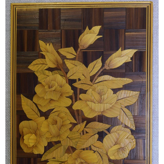 Art Deco Straw Marquetry Artwork with Bouquet of Flowers, 1930s For Sale - Image 15 of 17