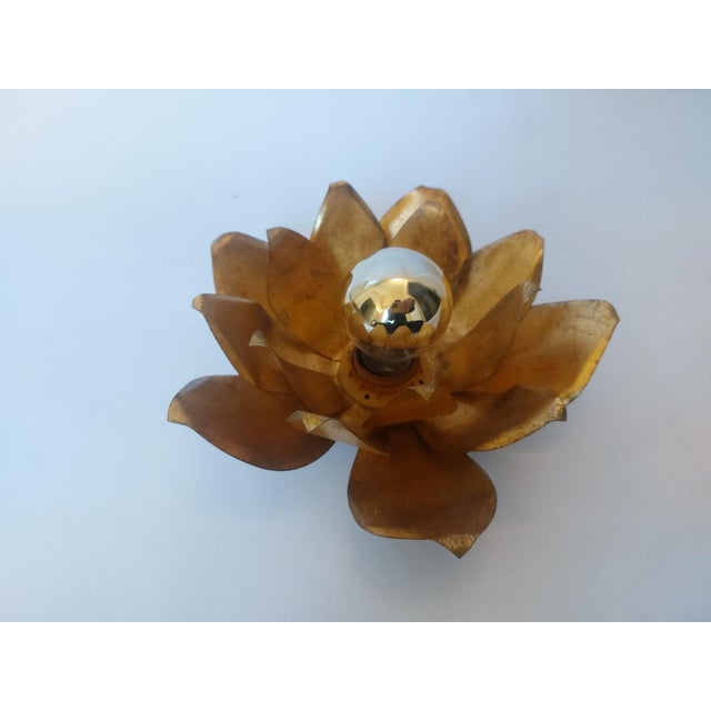 Hollywood Regency Gilt Lotus Wall Sconce, Italy, 1970s For Sale - Image 11 of 18