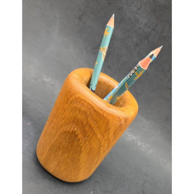 1970s 1980s Eldon Woodline 6500 Oak Wood Pencil Holder For Sale - Image 5 of 9