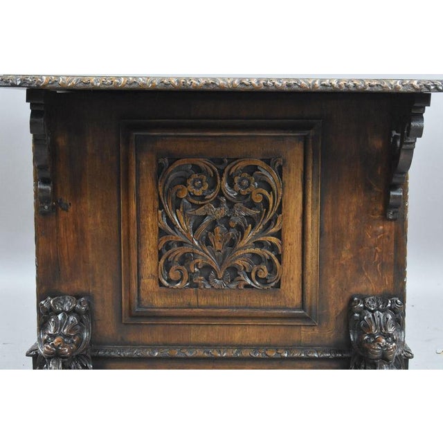 Brown Victorian Carved Oak Partners Writing Table, 1880 For Sale - Image 8 of 13