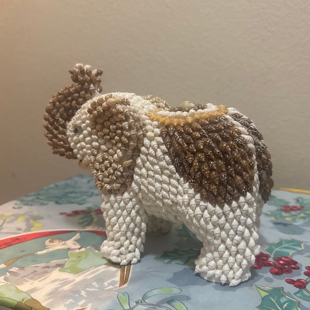 Antoni Gaudí Mid-Century Whimsical Sea Shell Encrusted Lucky Elephant Folk Art Sculpture For Sale - Image 4 of 12