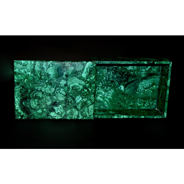 Gemstone Late 20th Century Jumbo Malachite Box 8" For Sale - Image 7 of 9