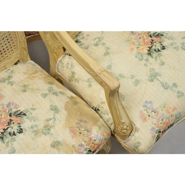 Beige Vintage French Country Louis XV Style Cane Back Painted Dining Chairs - Set of 6 For Sale - Image 8 of 12