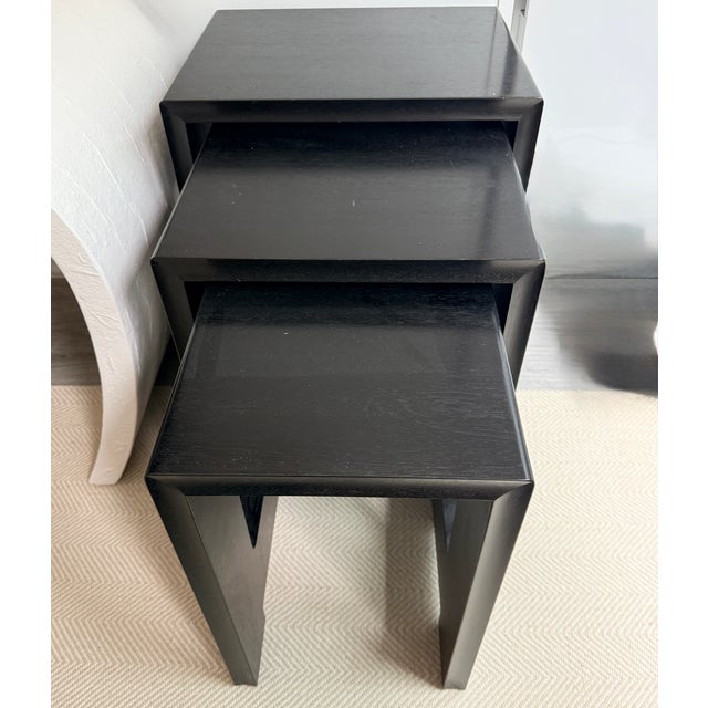 Contemporary Trio of Holly Hunt Modernist Nesting Tables For Sale - Image 3 of 10