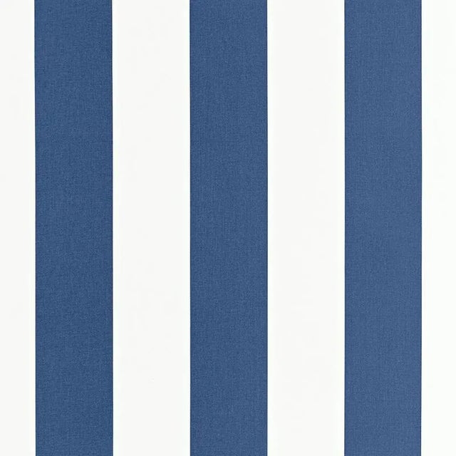Sample- Schumacher Geyer Stripe Fabric in Water For Sale