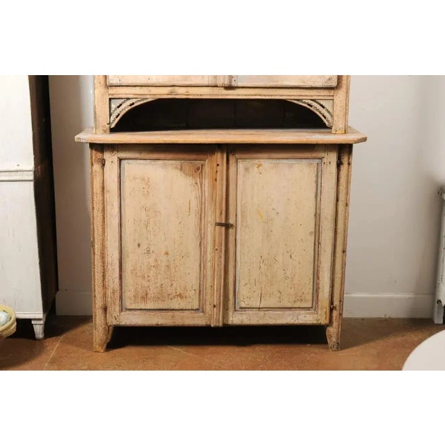 Late 18th Century Swedish 1780s Gustavian Period Two-Part Tall Cabinet with Original Paint For Sale - Image 5 of 13