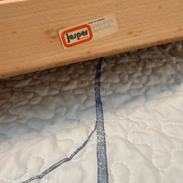 Mid Century Danish Queen Size Bed with Integrated Nightstands Jesper Furniture bed with two floating nightstands with...