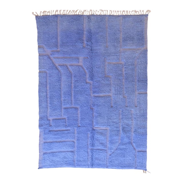 Blue Contemporary Moroccan Rug - 11.5 X 7.9 Ft For Sale