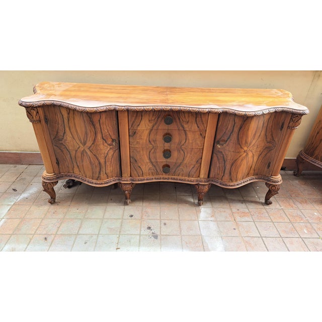Chippendale Style Sideboards in Walnut, 1940s, Set of 2 For Sale - Image 4 of 5