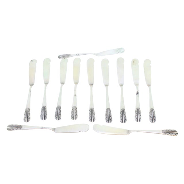 Silver Butter Knives with Embossed Handles, Set of 12 For Sale - Image 3 of 3