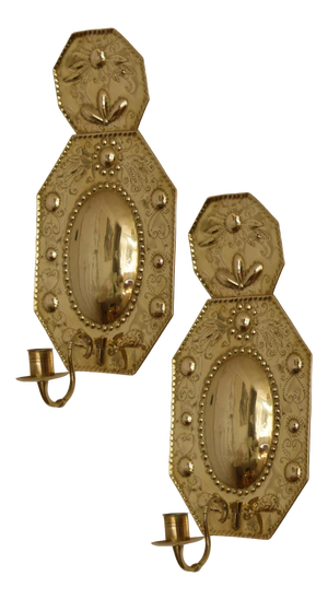 Baroque Swedish Brass Sconces, Set of 2