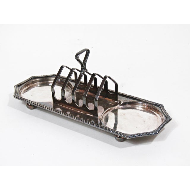 Antique English Cheltenham Epns Silverplate Toast Rack and Jam Server For Sale - Image 4 of 7