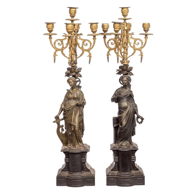 A Pair of Napoleon III Bronze Figural Candelabra, Circa 1865 For Sale In Washington DC - Image 6 of 6