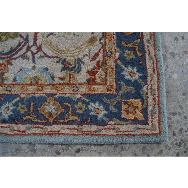 Woolmark Hand-Tufted Oriental Floral Eva Area Rug Beige Blue 5' X 8' For Sale - Image 6 of 13