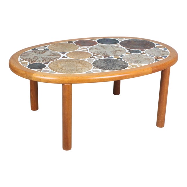 Coffee Table in Teak and Ceramic by Tue Poulsen for Haslev Møbelsnedkeri, 1960 For Sale