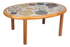 Coffee Table in Teak and Ceramic by Tue Poulsen for Haslev Møbelsnedkeri, 1960