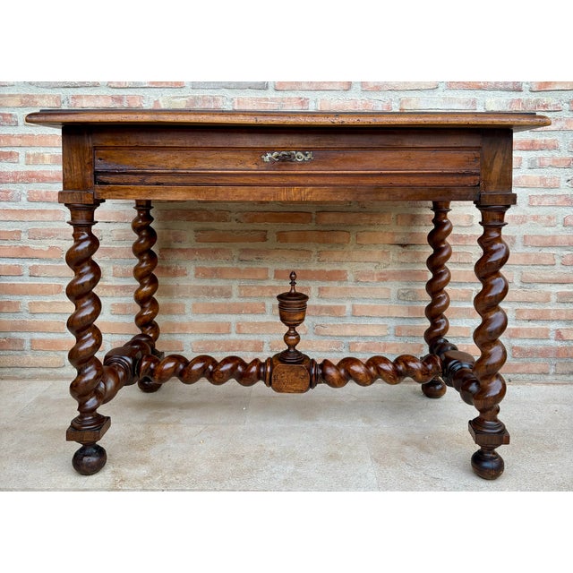 Beautiful walnut bookcase piece that can be used as a desk or work table. Made of robust walnut wood. All its legs and...