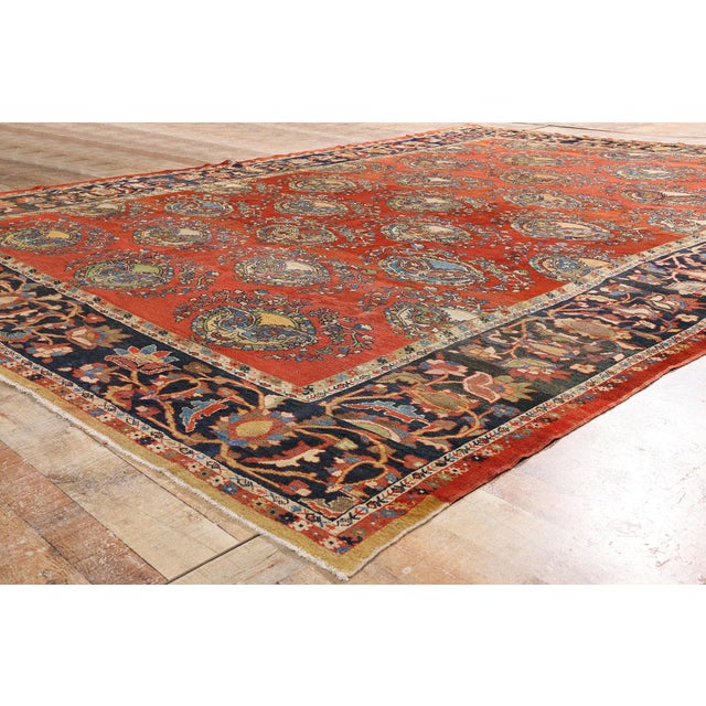 Red Antique Persian Lilihan Rug, 10'02 X 13'07 For Sale - Image 8 of 10