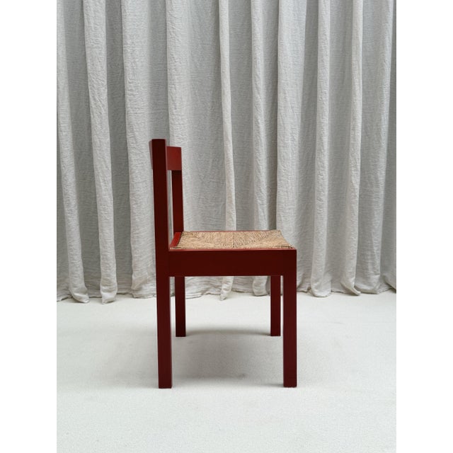 Red Stained Oak and Cane Chairs by Gerard Geytenbeek for ASZ Meubelen, Netherlands, 1960s, Set of 5 For Sale - Image 12 of 16