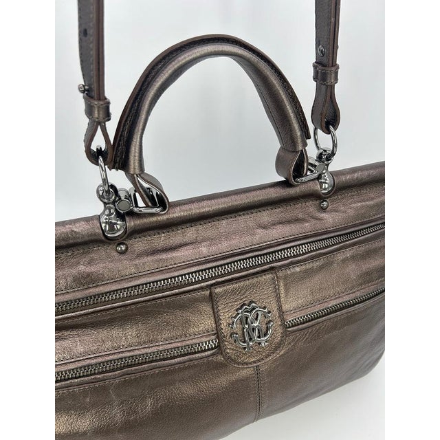Mid 20th Century Roberto Cavali Metallic Bronze Leather Diva Bag For Sale - Image 10 of 11