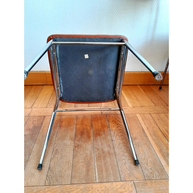 Mid-Century Chairs in Faux Leather and Chrome, 1950, Set of 3 For Sale - Image 10 of 14