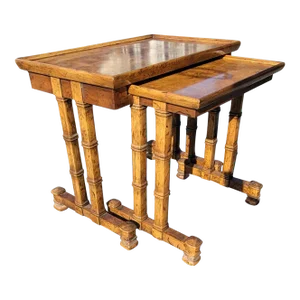Pair of 1970s Heritage Furniture Burl Walnut Nesting Tables