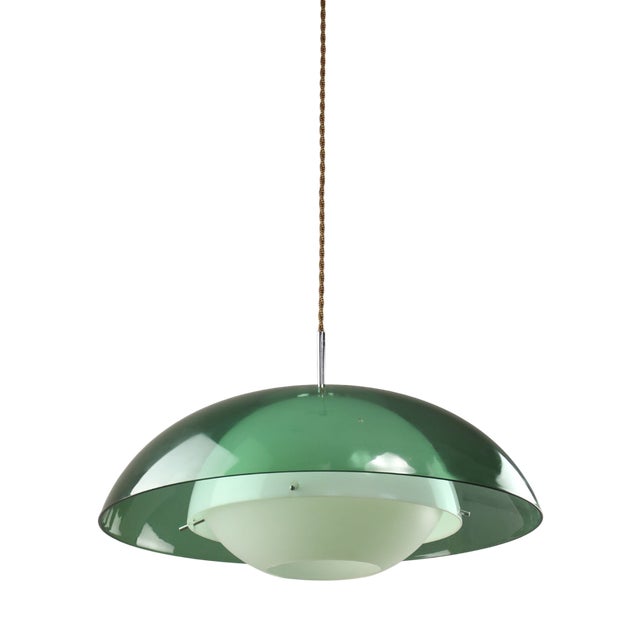 Italian Space Age Green Pendant Lamp in Acrylic Glass For Sale