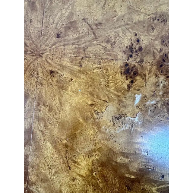 Brown English George III Style Pembroke Burl Wood Table W Twin Drop-Leaf Sides For Sale - Image 8 of 13