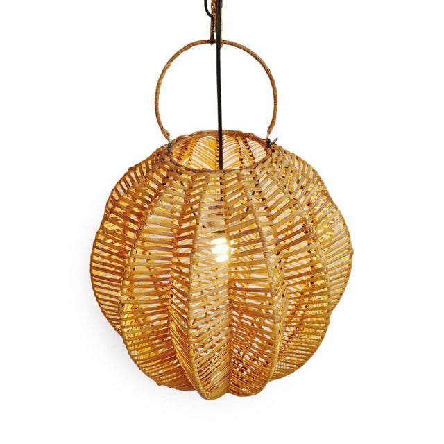 Contemporary Contemporary Honey Rattan Starfruit Pendant Light Small For Sale - Image 3 of 7
