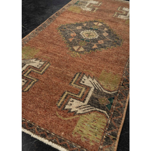 Textile Turkish Mini Rug Oriental Hand Knotted Vintage Rug 1'7" x 3'4" #21275 For Sale - Image 7 of 8
