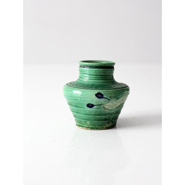 Ceramic Vintage Green Art Pottery Bud Vase For Sale - Image 7 of 9