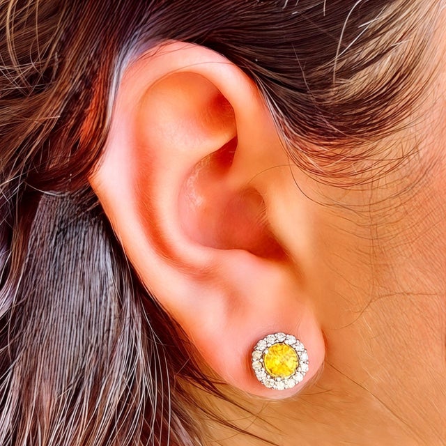 Natural Sapphire Diamond Stud Earrings 14k W Gold 2.84 TCW Certified For Sale In New York - Image 6 of 10