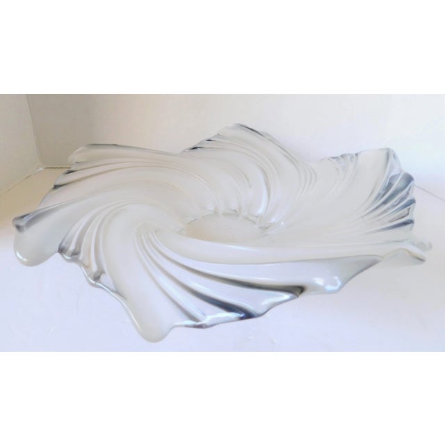 Art Glass 1970's Clear and Frosted Decorative Bowl For Sale - Image 9 of 9