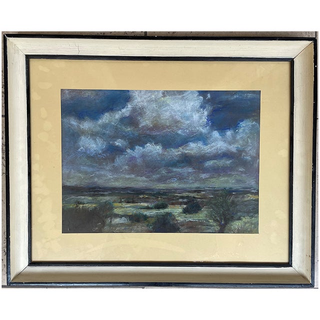 Atmospheric night landscape titled ‘Night Field’ (Câmpie pe noapte), executed in pastel on paper and signed ‘Bogdan’ (see...