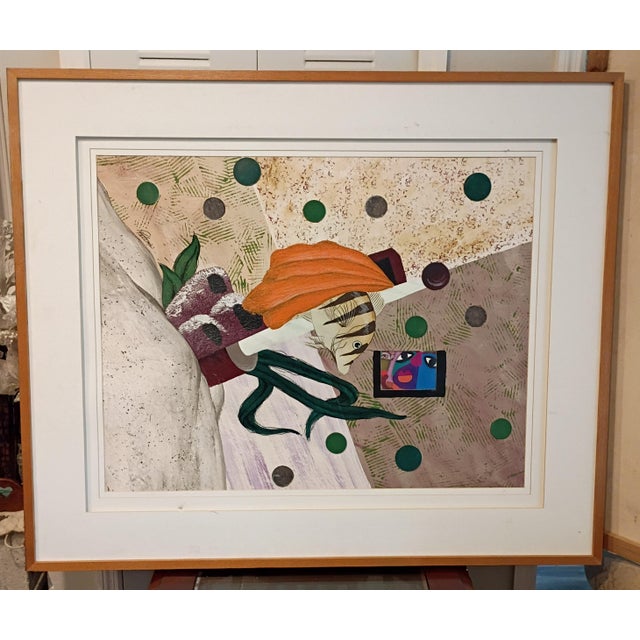 Signed by 'Peters' Large Mid-Century Style Modern Abstract Fish Mixed Media Collage - Framed For Sale - Image 14 of 18