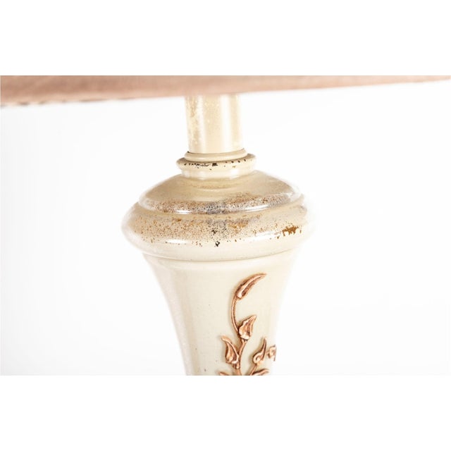 Mid 20th Century Vintage Hollywood Regency Applied Floral Table Lamps - A Pair For Sale - Image 5 of 8