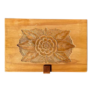 1930s Hand Carved Wooden Box With Rose on Top