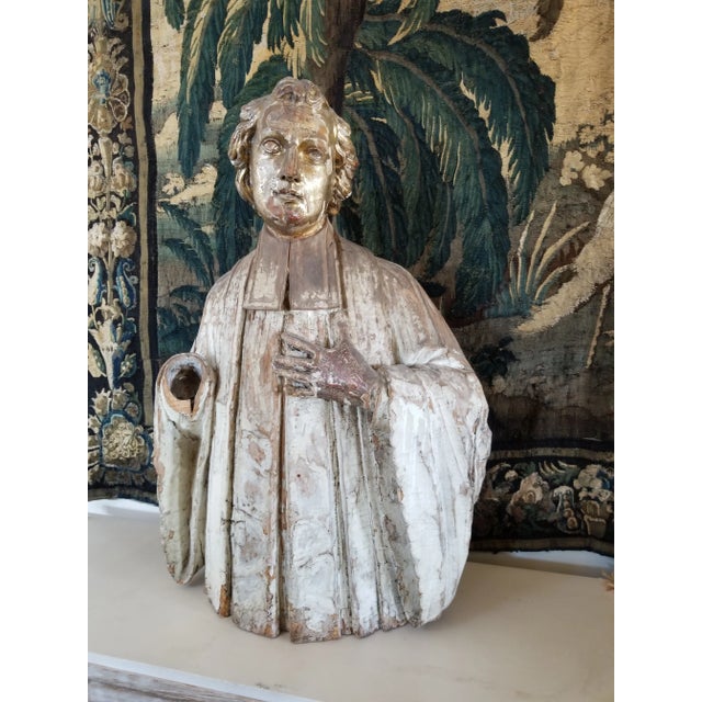 Wood Large 18th Century Portrait Bust For Sale - Image 7 of 12