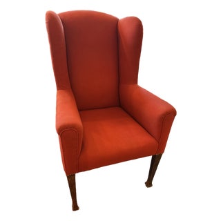 1900s Antique Woven Wool Wingback Chair For Sale