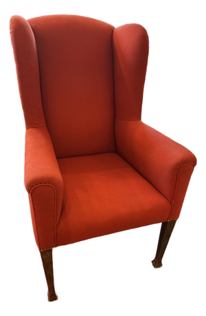 1900s Antique Woven Wool Wingback Chair