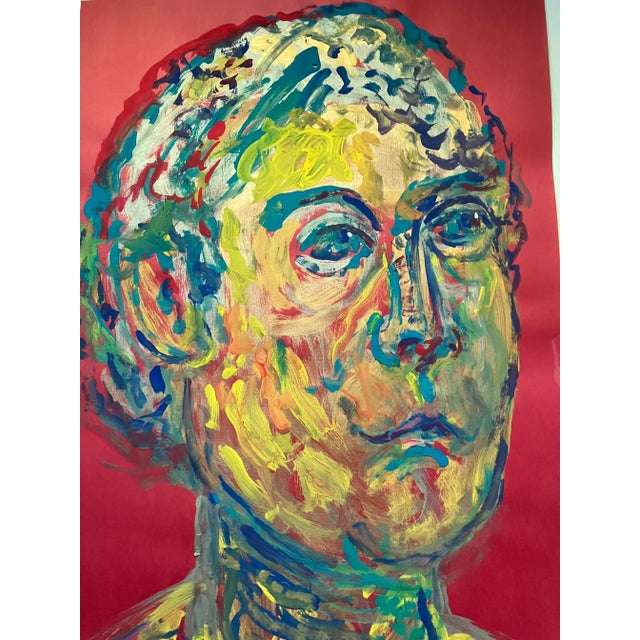 Contemporary Original E J Hartmann Abstract Portrait Painting Signed For Sale - Image 4 of 4