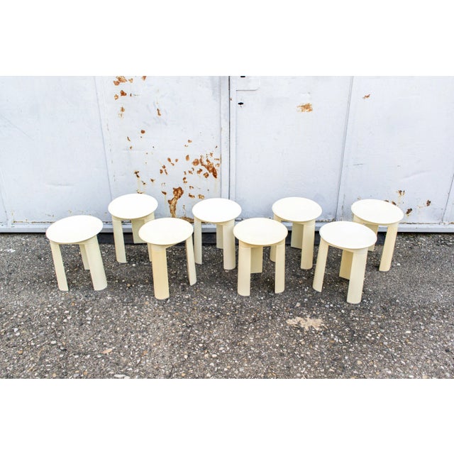 Eight plastic stools. Trio model Designer Olaf Von Bohr Producer Lineacqualba 1960s This piece has an attribution mark, I...