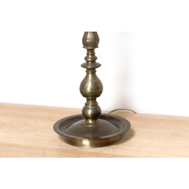 Radiant Antique Turned Brass Lamp For Sale - Image 4 of 9