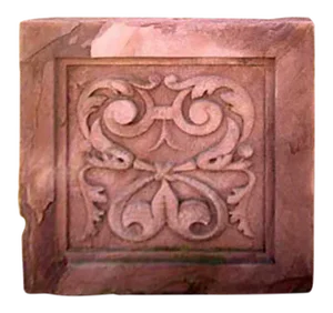 Antique Brownstone Plaque Carved Foliate Design