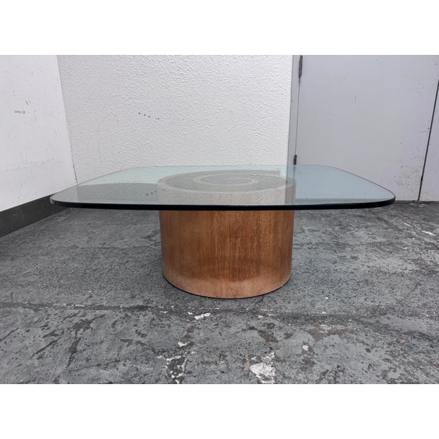 Mid 20th Century Modern Walnut Snail Pedestal Coffee Table | Chairish